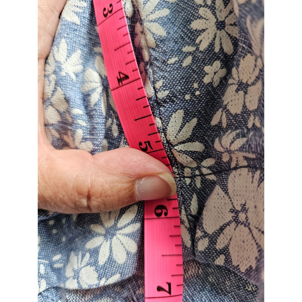 Old Navy Everyday Short Womens 22 Plus Blue Floral Linen Blend High Rise Good - Picture 6 of 7